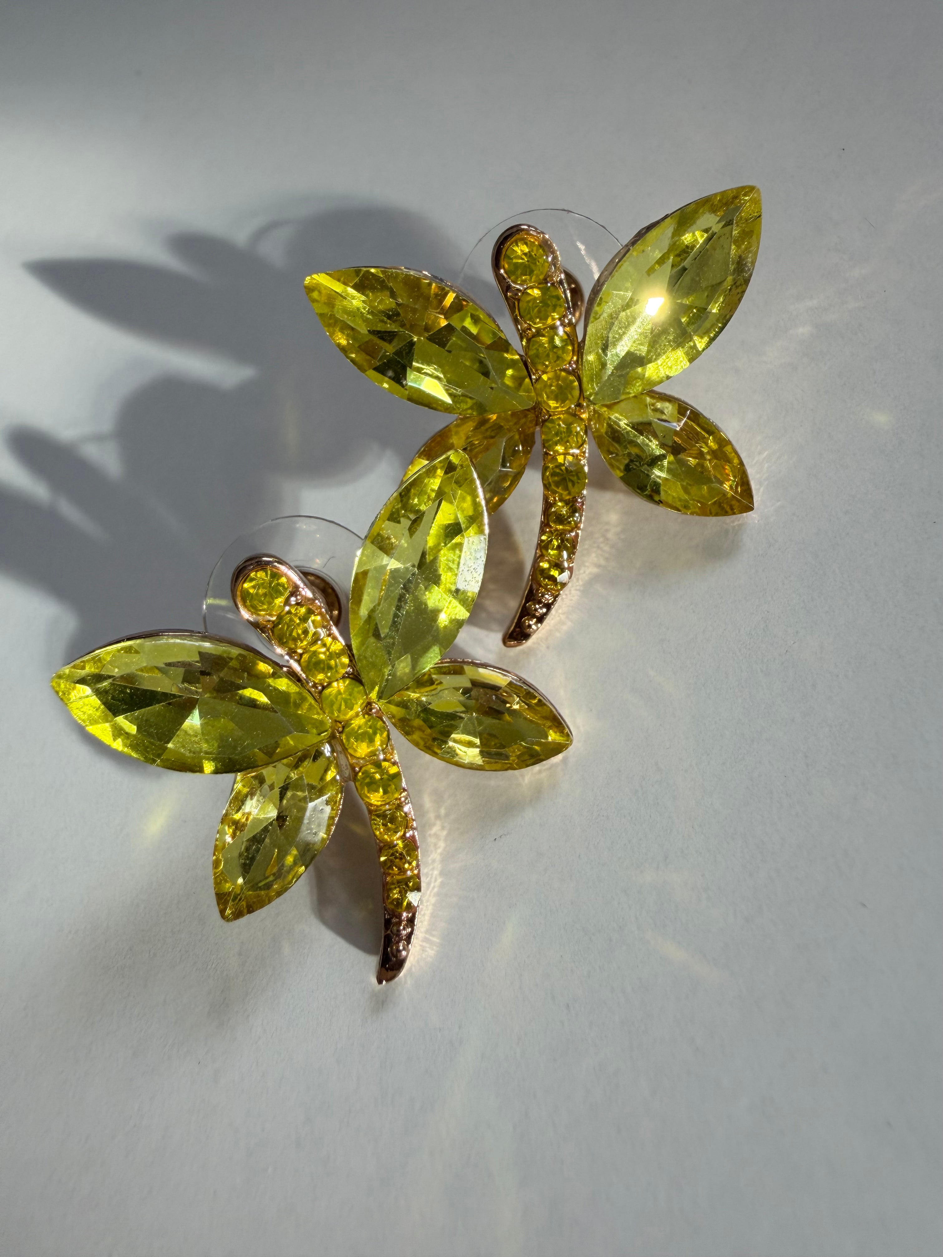 Yellow Dragonfly Studs