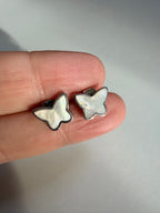 Silver Mother of Pearl Butterfly Studs
