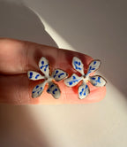 Blue and White Flower Studs