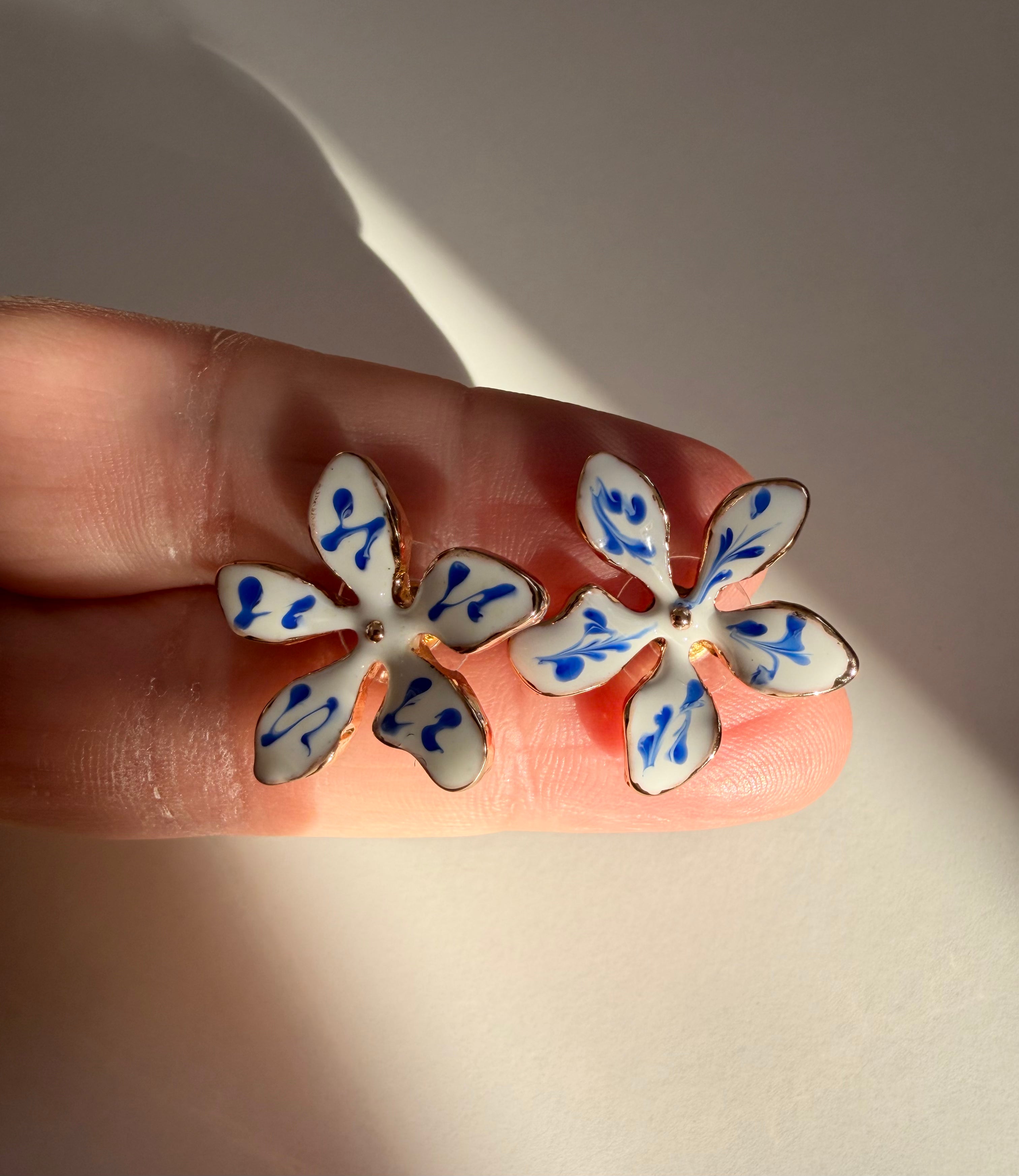 Blue and White Flower Studs