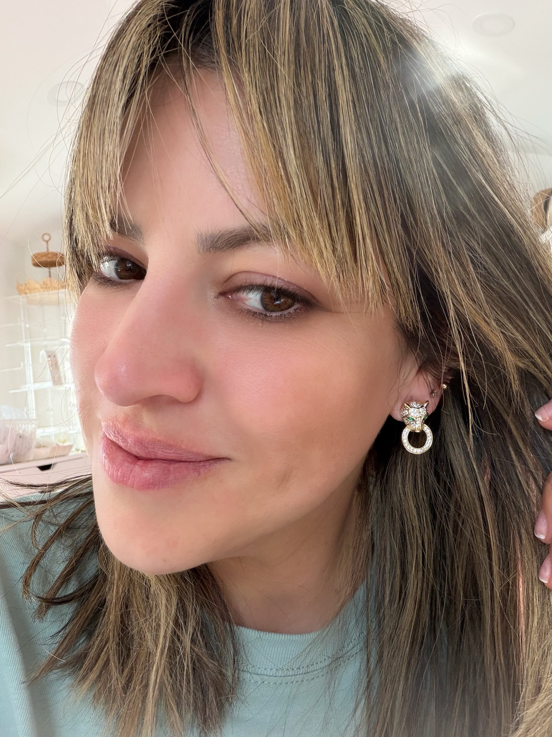 Green Eyed Jaguar Studs