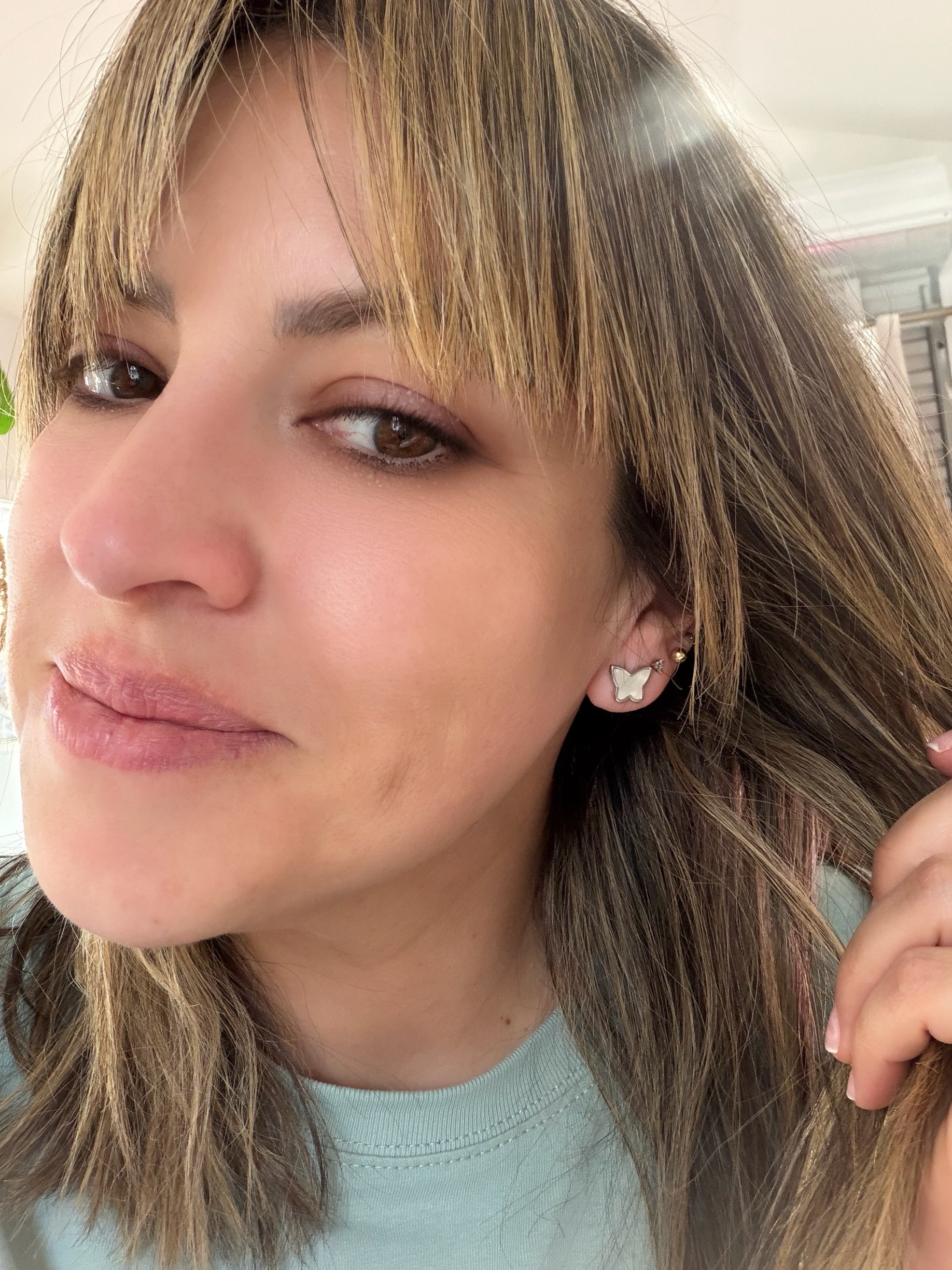 Silver Mother of Pearl Butterfly Studs