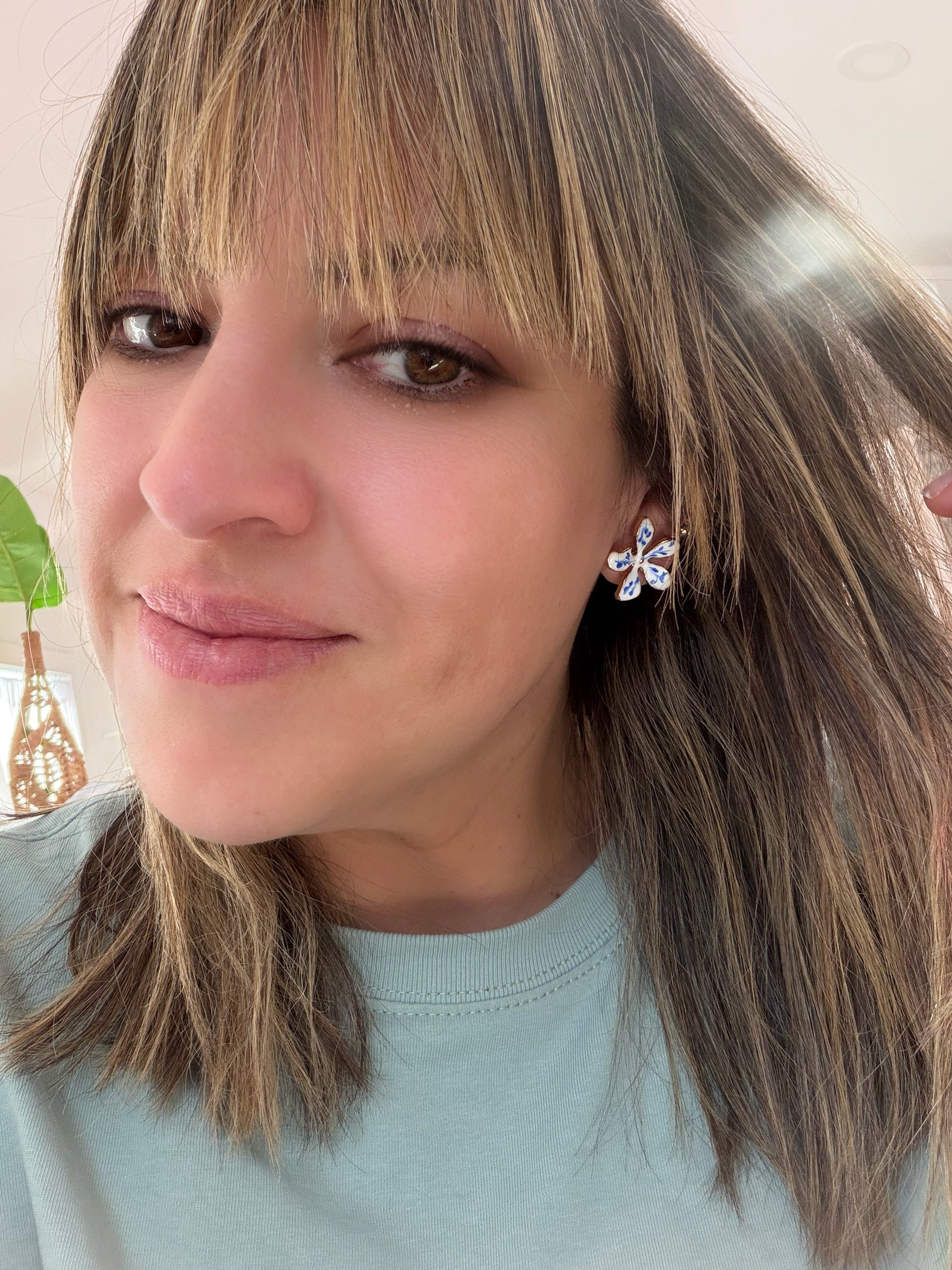 Blue and White Flower Studs