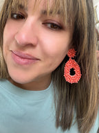 Peach Beaded Teardrop