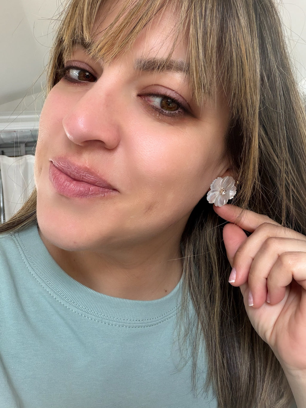 Mother of Pearl Flower Studs