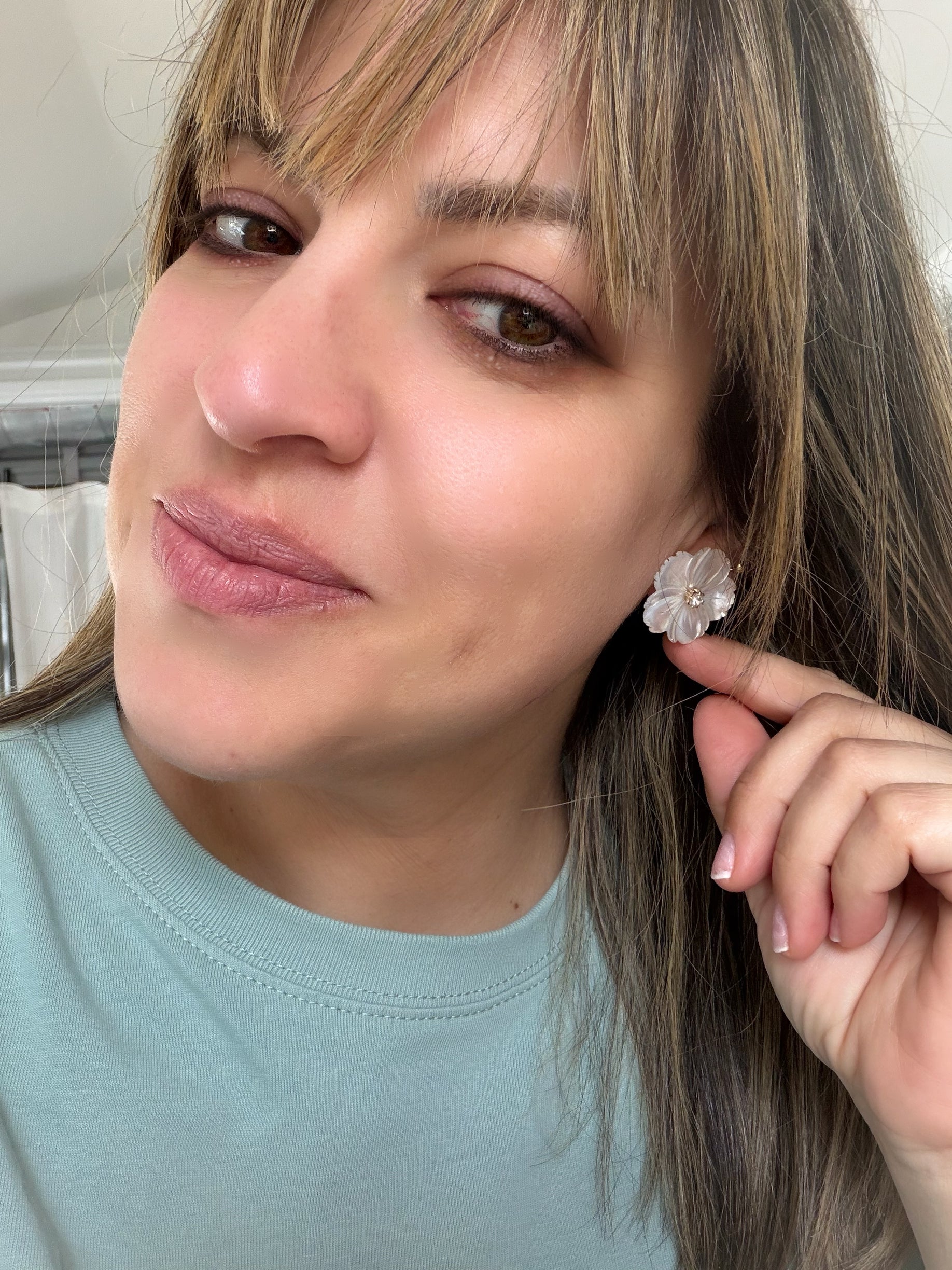 Mother of Pearl Flower Studs