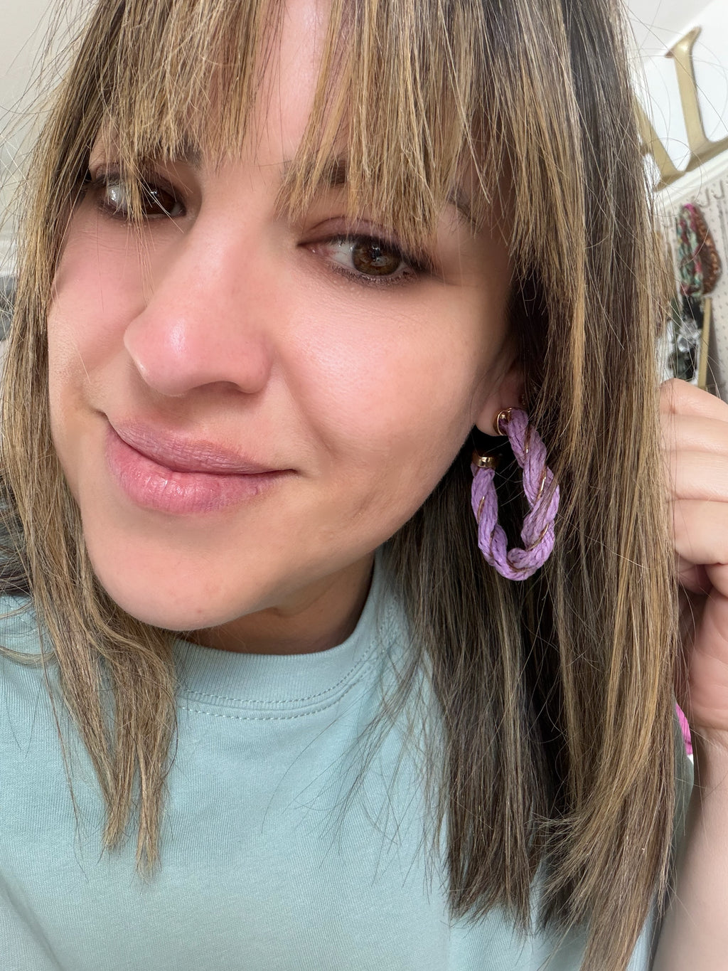 Raffia Hoops with Gold Detail