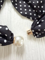 Polka Dot Scarf Pearl Necklace