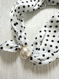 Polka Dot Scarf Pearl Necklace
