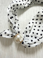 Polka Dot Scarf Pearl Necklace
