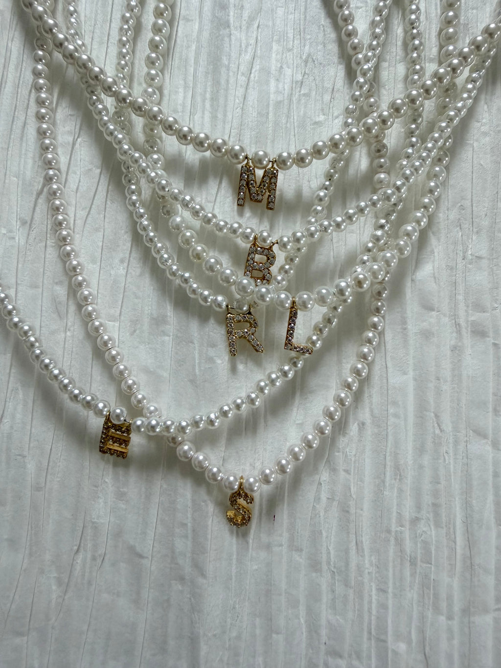 Faux Pearl Initial Necklace (925)