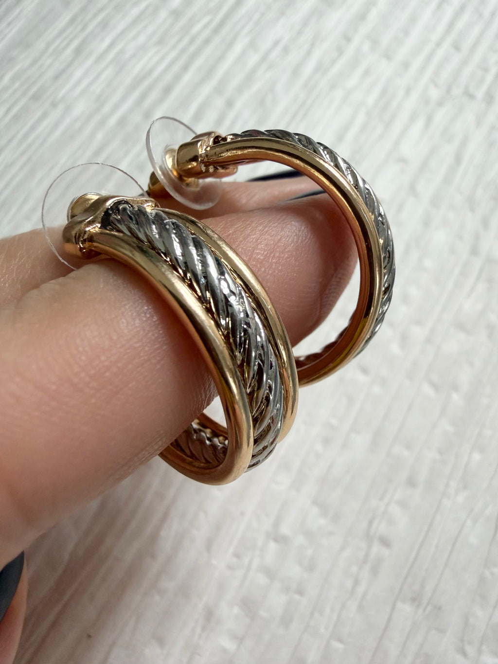 Mixed Metal Weaved Hoops