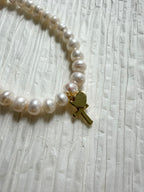 Stretch Pearl Bracelet with Charm
