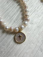 Stretch Pearl Bracelet with Charm