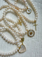 Stretch Pearl Bracelet with Charm