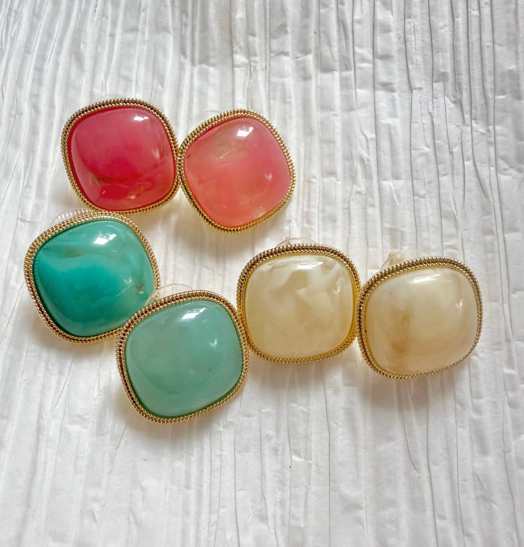 Squaure Colored Studs