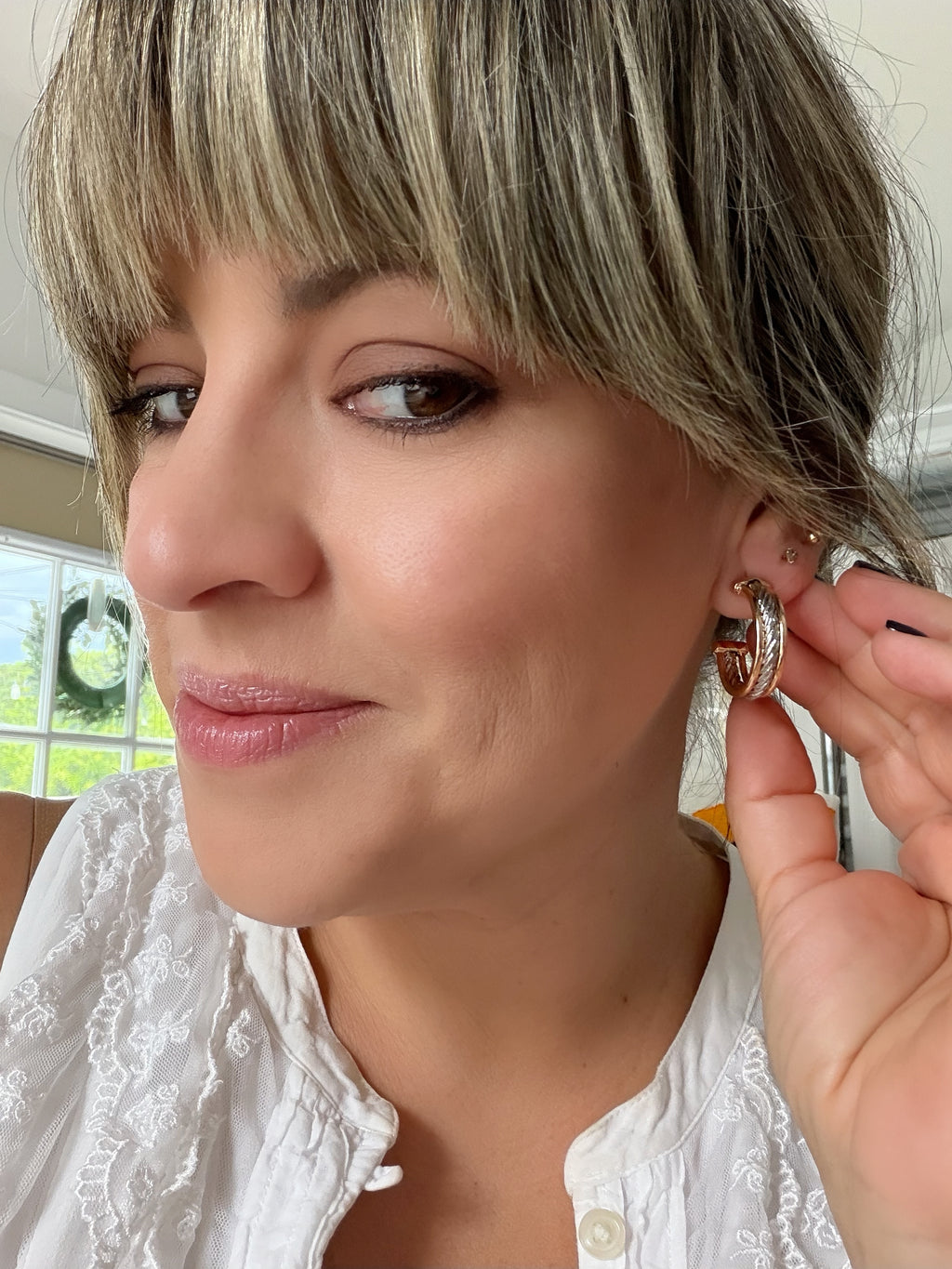 Mixed Metal Weaved Hoops