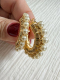 Wire Wrap Faux Pearl Hoops