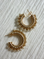 Wire Wrap Faux Pearl Hoops