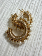 Wire Wrap Faux Pearl Hoops