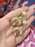 Gold Seashells with Pearl Detail Earrings