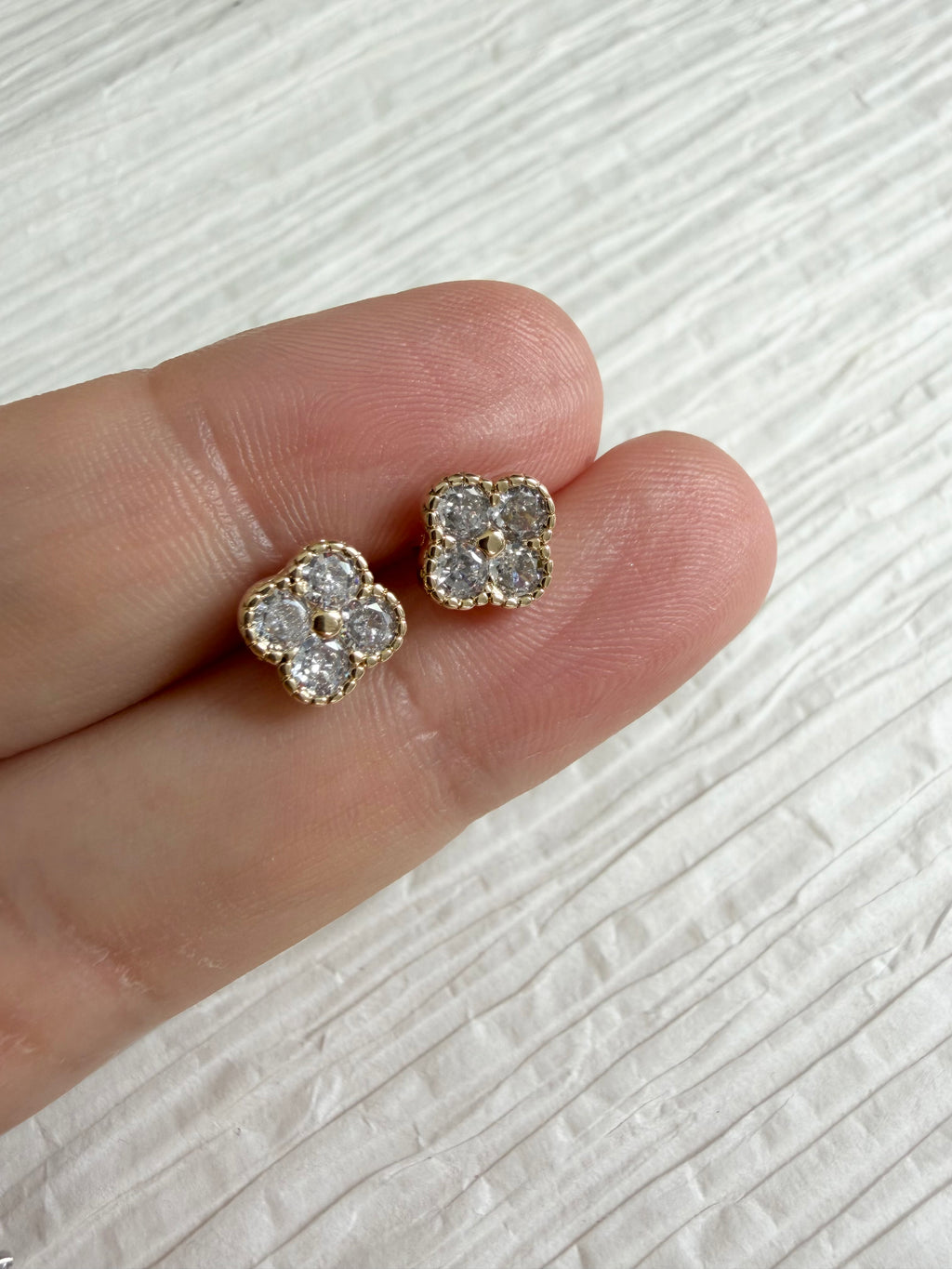 Diamond Clover Studs
