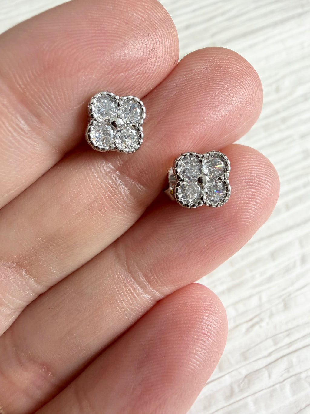 Diamond Clover Studs