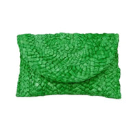 Kelly Green Straw Clutch