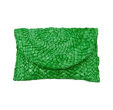 Kelly Green Straw Clutch