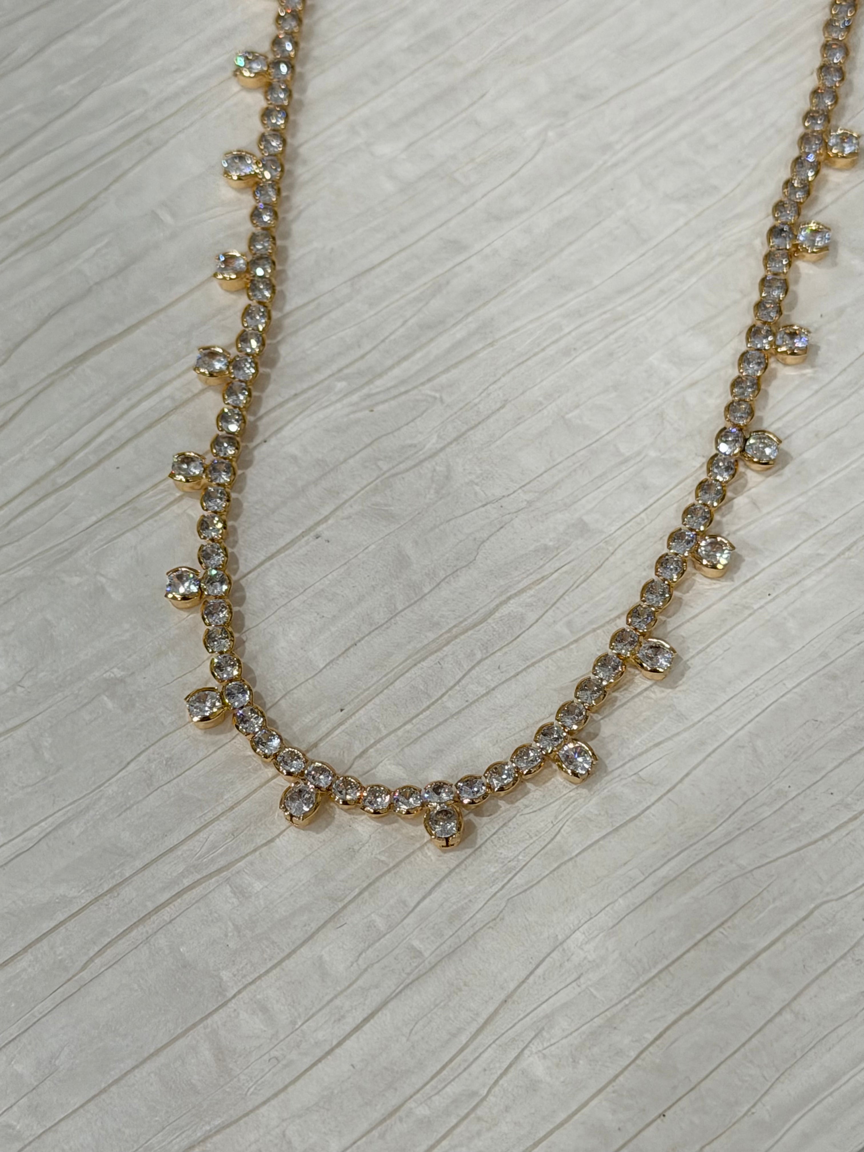 Tennis Necklace with Diamond Danglers