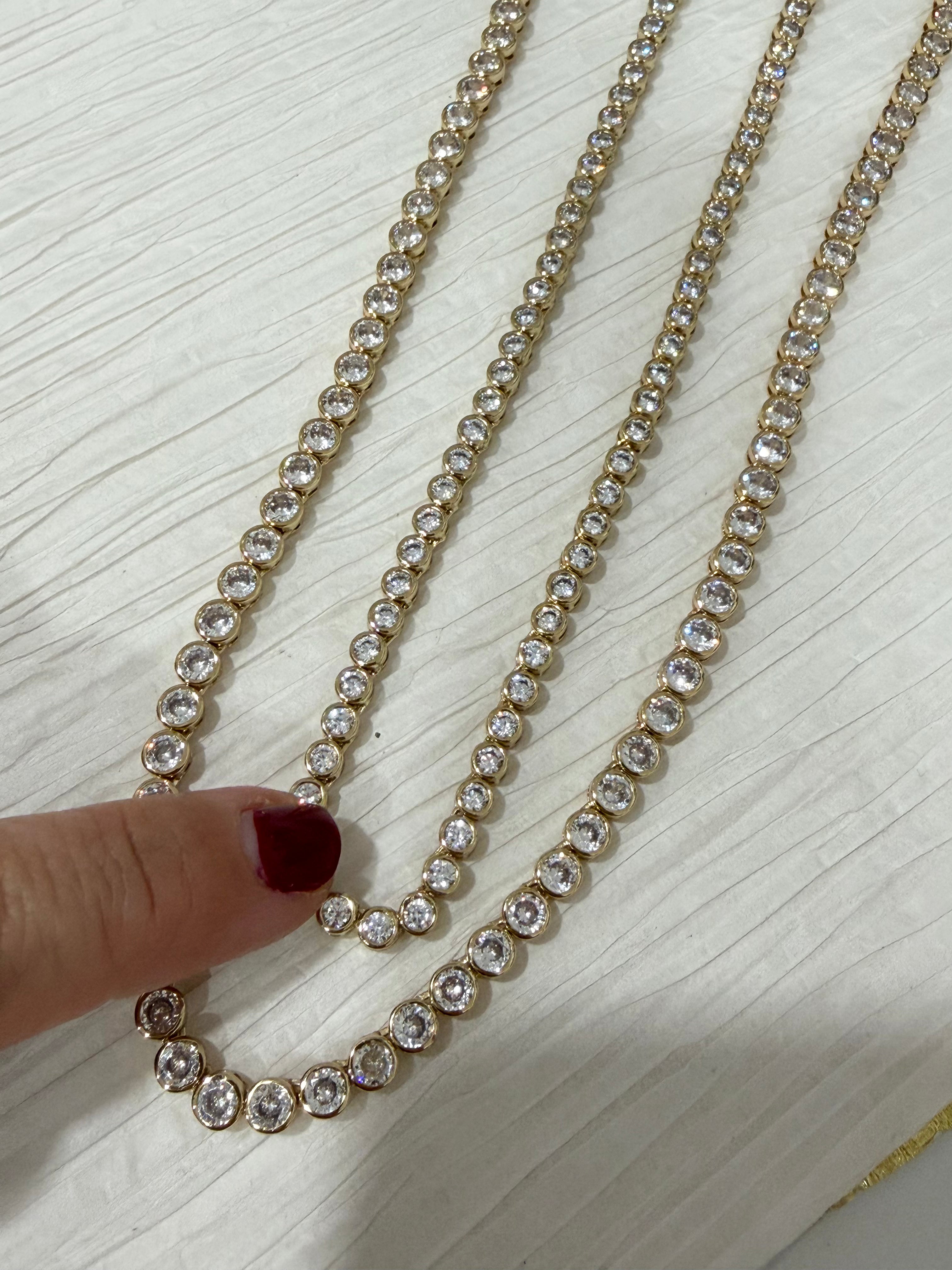 Round Halo Tennis Necklace