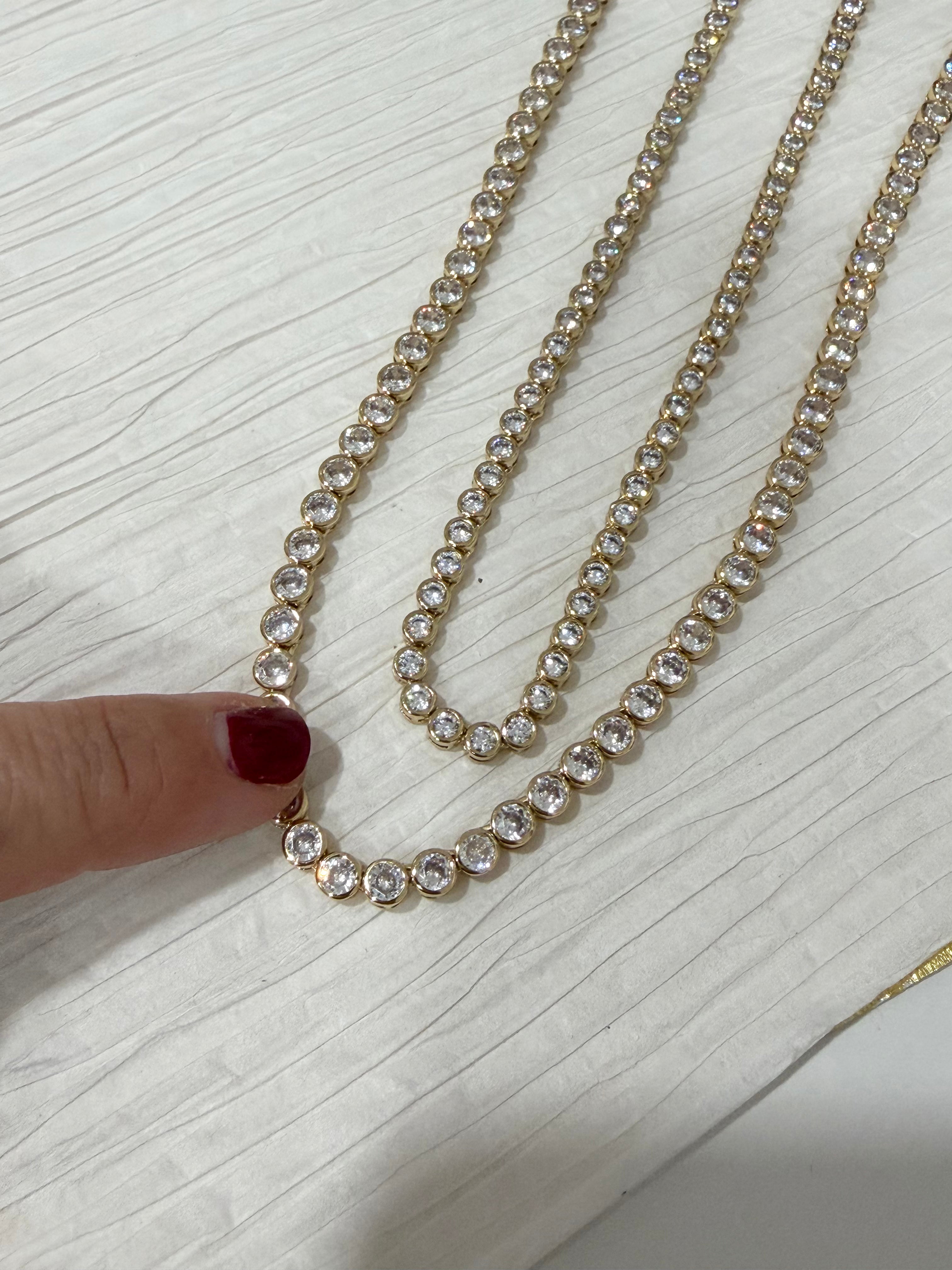 Round Halo Tennis Necklace