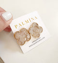 Large Beige Clover Studs
