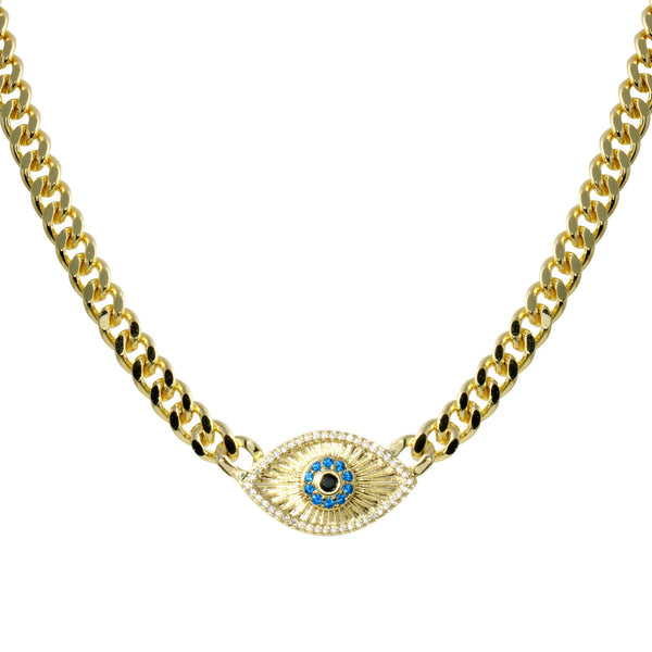 Evil Eye Cuban Link Necklace