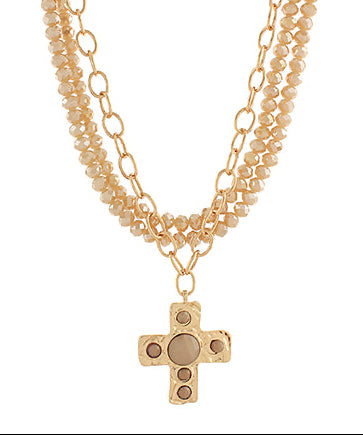 Multi-Strand Cross Statement Necklace