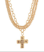 Multi-Strand Cross Statement Necklace