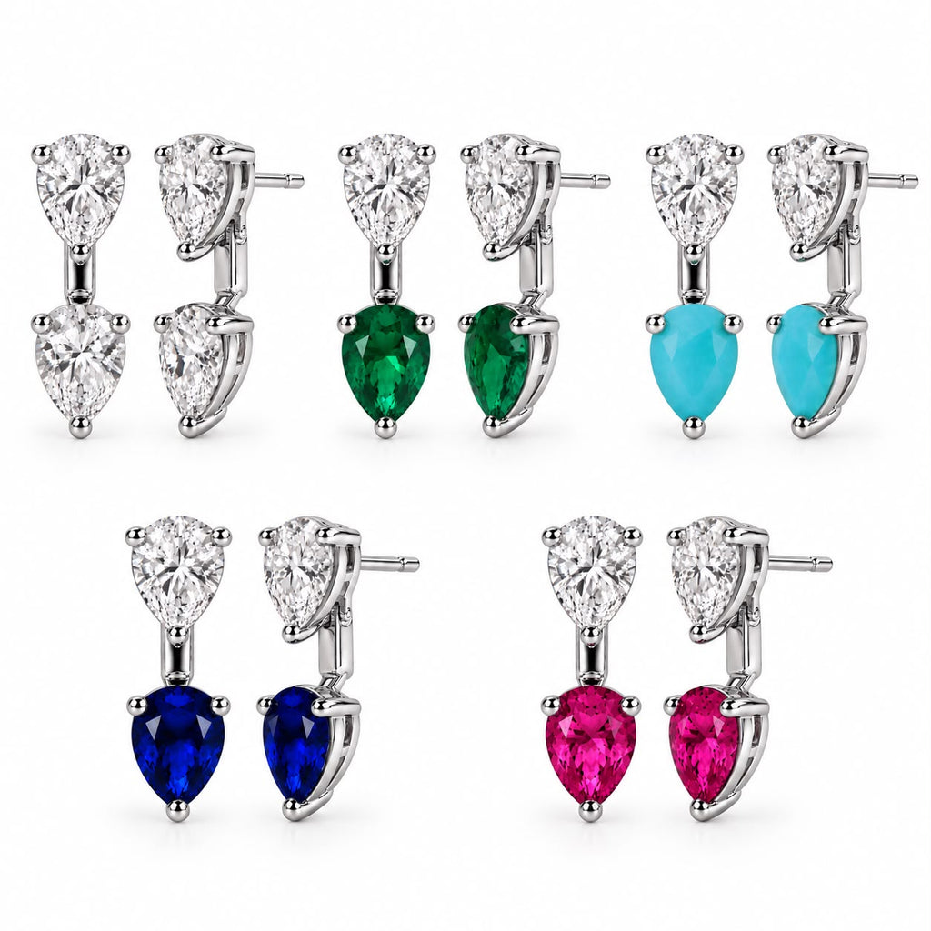 Pear Shaped Double Teardrop Studs