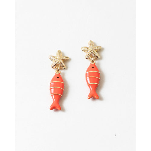 Fish Earrings with Starfish Stud