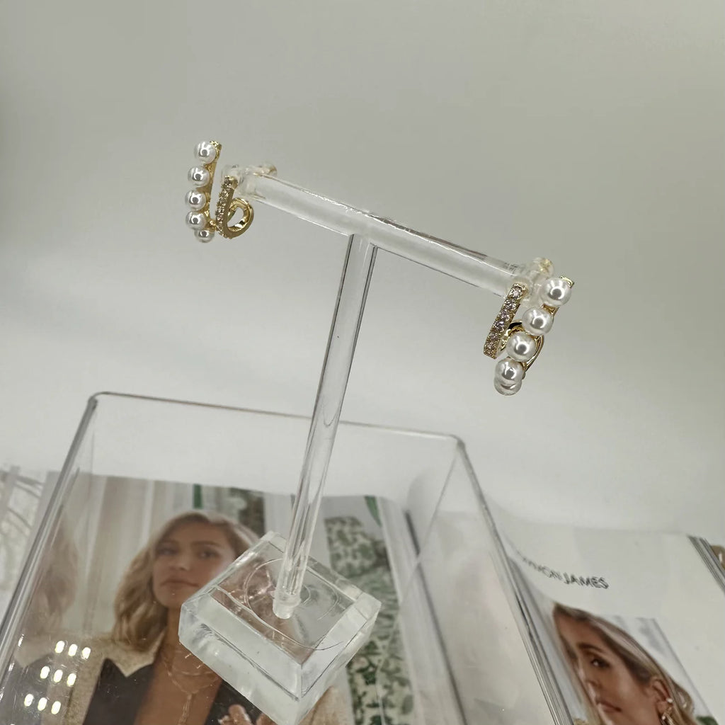 Double Hoop - CZ and Pearl 0309