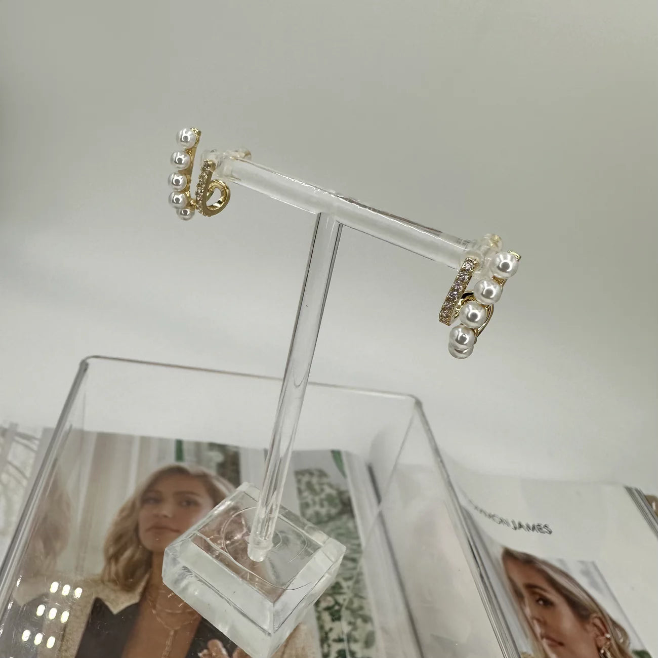 Double Hoop - CZ and Pearl 0309