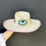 Hand Embroidered Hat - All Seeing Evil Eye