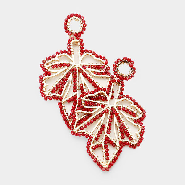Fall Leaves Beaded Earrings