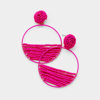 Beaded Hoop Dangle Earrings