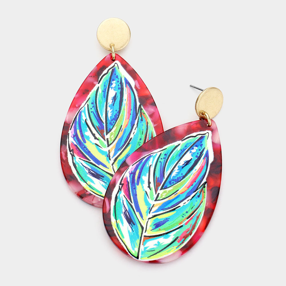 Hand Painted Acrylic Oval Palms