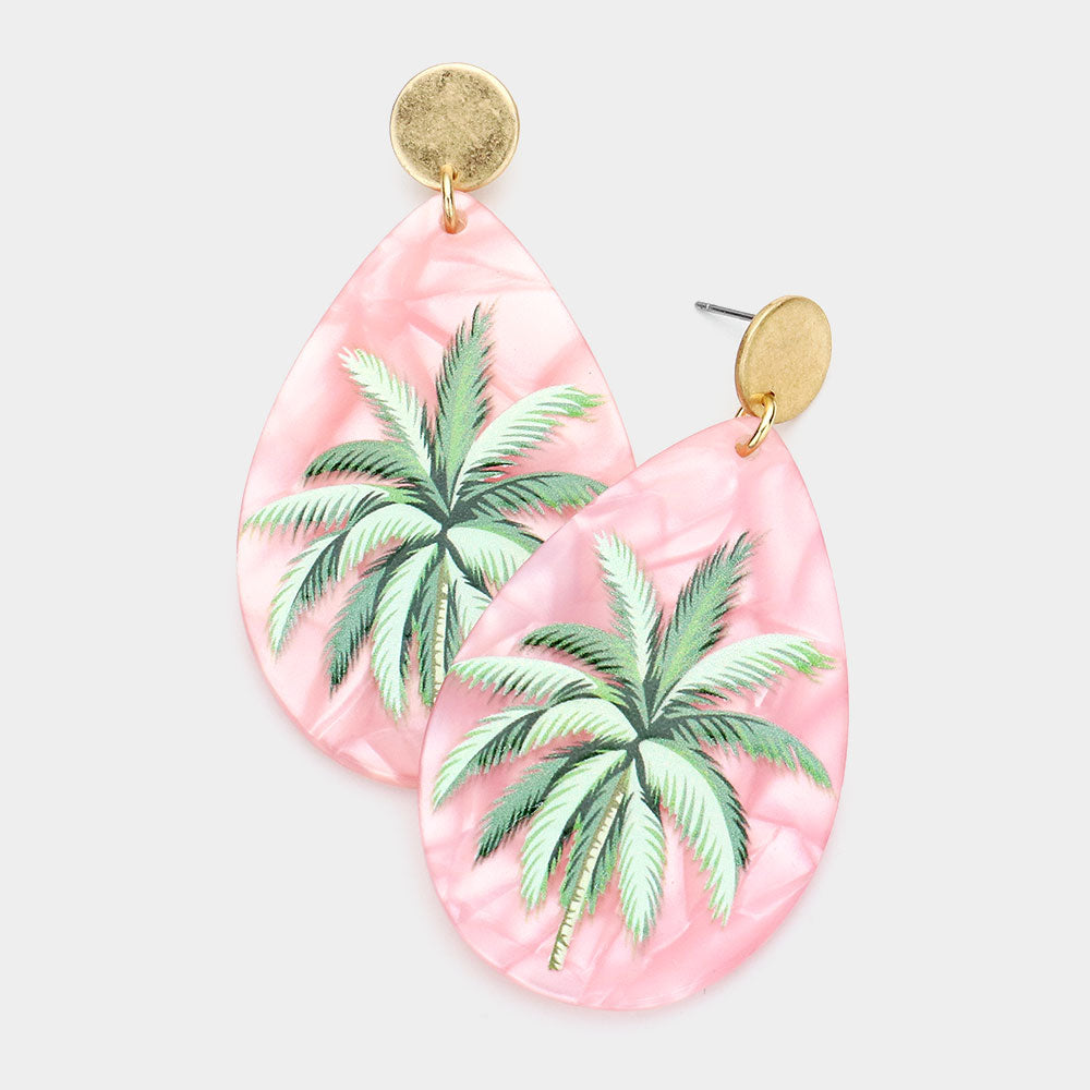 Hand Painted Acrylic Oval Palms