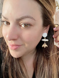 Freshwater Pearl & Bee Statement Earrings
