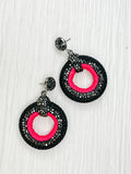 Leather Round Statement Earrings